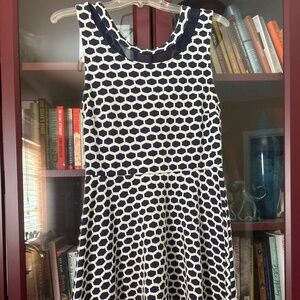 A line navy dress with mesh inlay